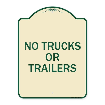 Signmission No Trucks or Trailers Heavy-Gauge Aluminum Architectural Sign, 24" H, TG-1824-23556 A-DES-TG-1824-23556